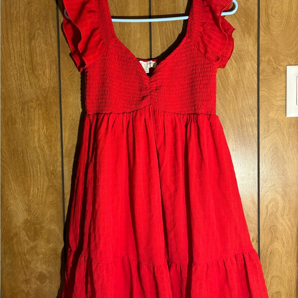 Red Ruffled women dress